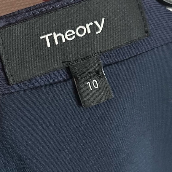 Theory • V-Neck Banded Shift Dress Blue Admiral Crepe Light - Picture 7 of 8